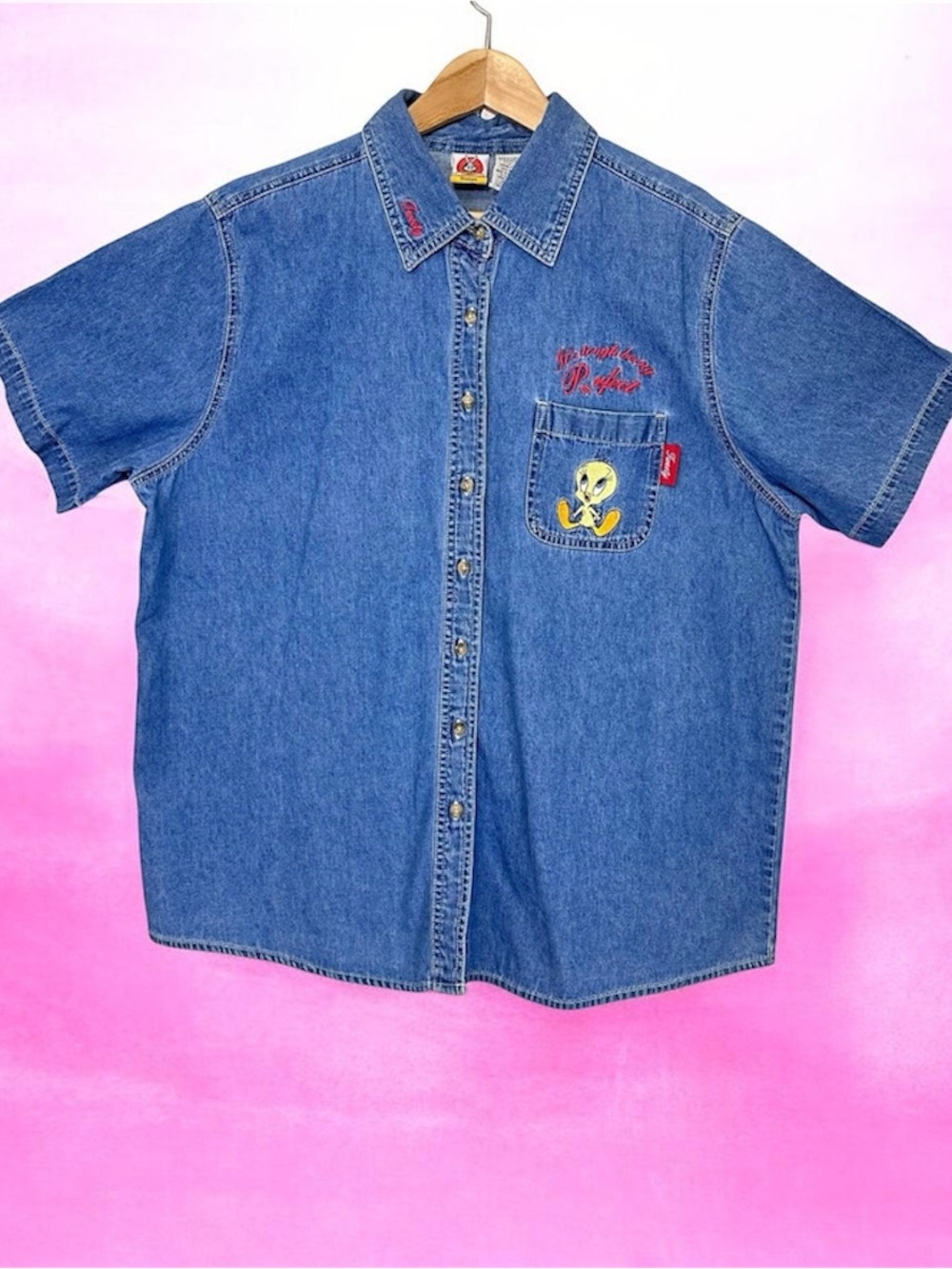VINTAGE LOONEY TUNES women button down t-shirts shortssleeve 18W/20W
